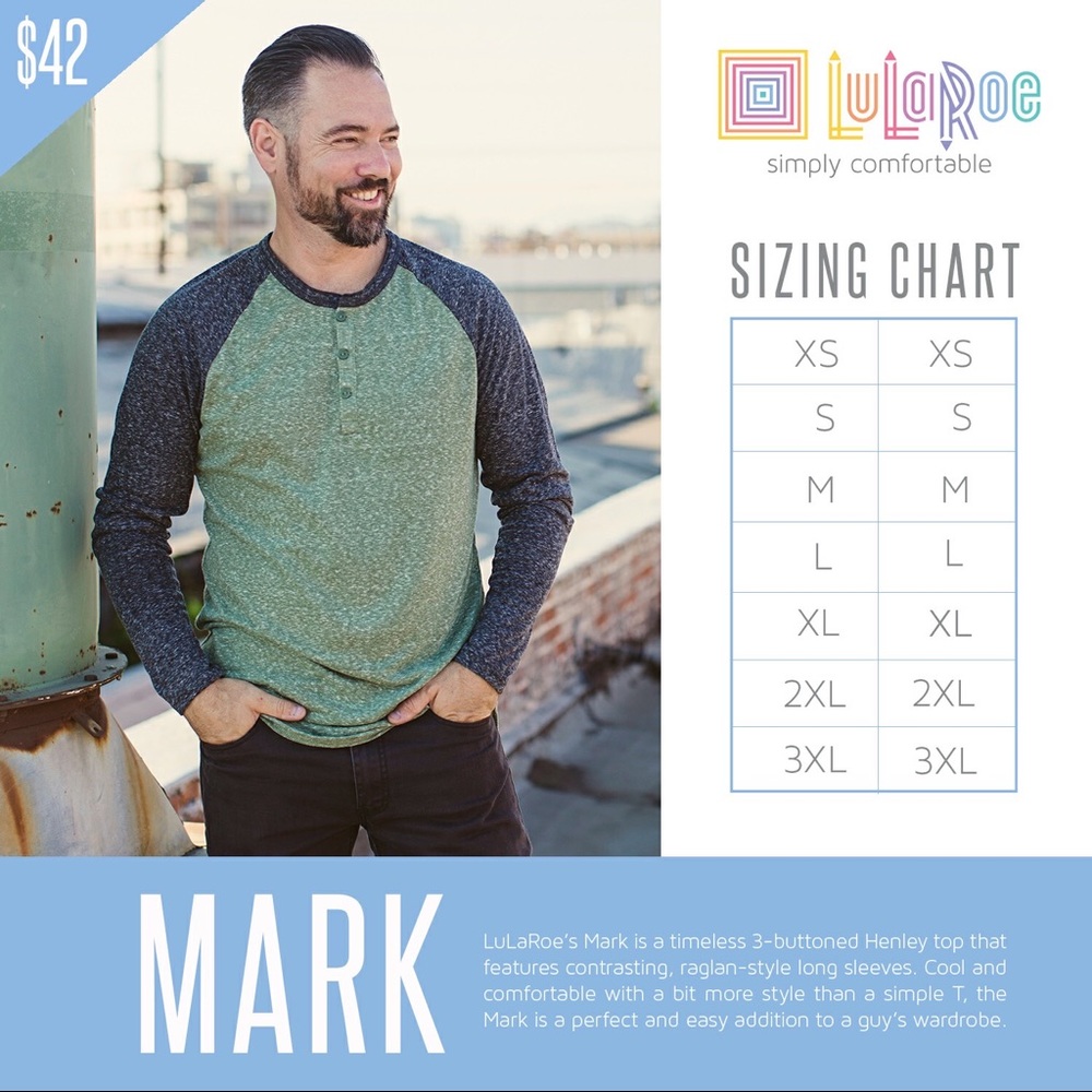New With Tags! LuLaRoe Mark XXL Raglan T - Picture 3 of 4